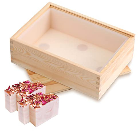Nicole Rechteck Silikon Seifenform weiße handgefertigte Laibform mit Holzbox