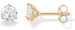 PAVOI 14K Yellow Gold Plated 925 Sterling Silver Cubic Zirconia Stud Earrings for Women - Round 6mm
