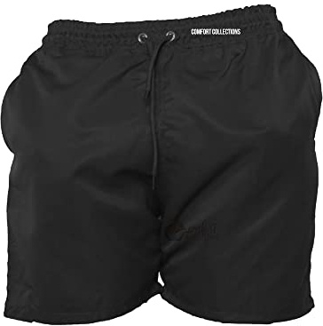 Mens Summer Shorts with Pockets Casual Elasticated Waist Gym Swimming Mesh Lined Holiday Regular Short Black Medium Only