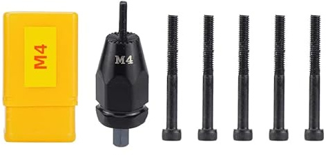 Pneumatic M4 Self-Locking Rivet Nut Gun Head with (Replacement Mandrel Each 5pcs for Pneumatic Rivnut Gun and Cordless Rivet Nut Tool (HIFESON & EROSHAK)