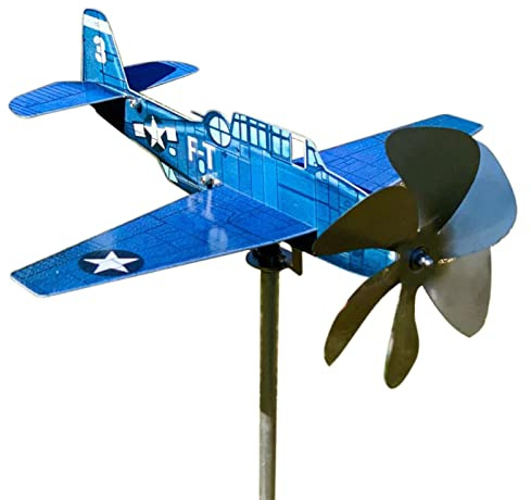 Veleta de avión, veleta de metal de acero inoxidable, indicador de dirección del viento, veleta de aire, molinos de viento, escultura de viento para jardín, techo, cobertizo, patio, terraza,
