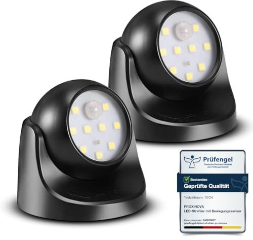 Proxinova LED Security Lights Motion Sensor PIR, Bright LED Floodlight 150 Lumens, Wireless Motion Sensor Lights Outdoor, Outdoor Lights Battery Powered, Battery Powered Outdoor Lights, 2 Pack