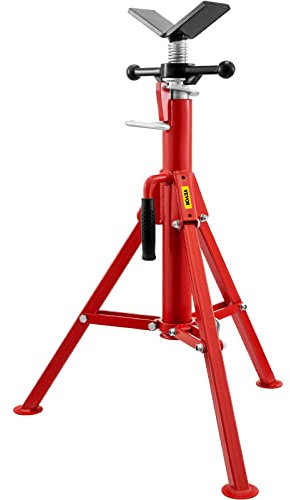 VEVOR V Head Pipe Stand 1/8-12 Capacity, Adjustable Height 24-42, Pipe Jack Stands 2500 lb. Load Capacity, Portable Folding Pipe Stands, Carbon Steel Body More Durable