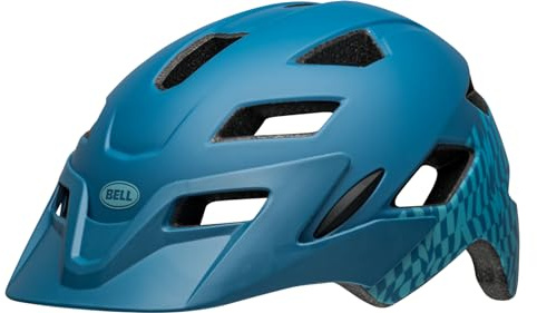 Bell Sidetrack CE Kids Mountain Bike Helmet, Extended Rear Coverage & Visor, Inspired by Adult MTB Helmets, Color: Blue, Size: UC