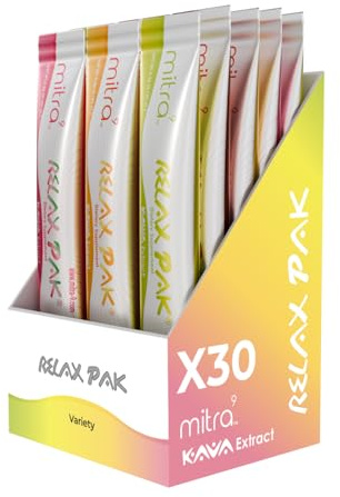 Mitra9 Kava Powder RelaxPak - Variety Pack Kava Extract Powder Packets | Mood Enhancer | Plant Based | Promotes Natural Calm & Clarity | Easy Open Single-Serving Stick (30)
