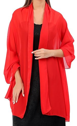 NYGGTYK Bufanda de Gasa Suave y Ligera para Mujer, Moderna y Encantadora para Noche, Bodas, Cenas, Carnaval, Rojo, 200 * 70 cm