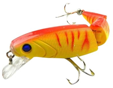 SUPVOX Señuelo De Pesca Articulado 3 Secciones Cebo Artificial Swimbait para Pesca De Lubina Y Trucha En Agua Dulce Y Salada con Ojos 3D Y Ganchos Triples
