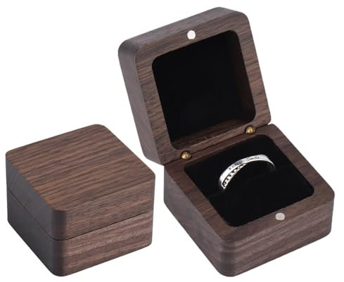 ZoeWei Ringbox Holz, Massive Walnuss Handgefertigte Ringschatulle Verlobungs für Hochzeit, Verlobung, Heiratsantrag, Tägliche Lagerung