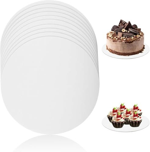 Yimomoyi 10 Stück Cake Board, Tortenunterlage Rund, Tortenplatte Pappe Weiß, Cakeboard Ungiftig und Geruchlos, 10Inch Kuchenplatte, Tortenboden für Transport Kuchen und Torten (25CM-10PCS)