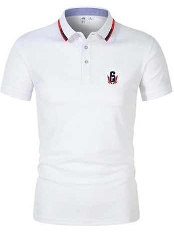 LPPALsjd Polo da Uomo Collision Color per Rainbow Six Siege Graphic Activewear Bottoni T-Shirt con Colletto Top Abbigliamento T-Shirt Sportiva T-Shirt da Rugby- White||L