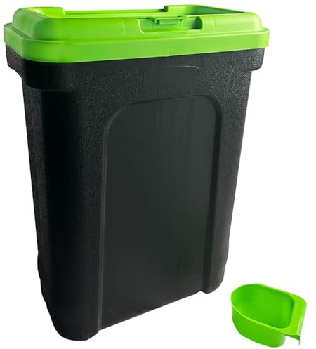 Aggloz | Pet Food Storage Container 35L Dog Cat Animal Bin 16 KG Dry Feed 23KG Seed With Food Scoop And Air Tight Seal- Storage Bin Box- Green (Green-BIN)