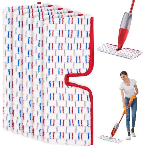 5 Pezzi Ricambios Mocio Lavapavimenti Compatibile con Vileda 1-2 Spray Max Lavapavimenti, 2 in 1 Riutilizzabili Panno in Microfibra per Scopa Lavapavimenti, per Adatto a Tutti i Pavimenti