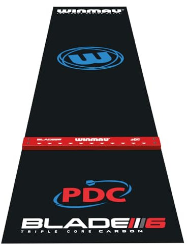 WINMAU Pro Zone Präzision PVC Dartteppich mit Integrierter Erhöhung Abwurflinie/Oche Line - Volle Länge - Elegantes schwarzes Design Dartmatte - Professionelles Dartzubehör