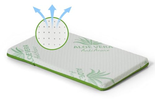 EPSELIA Cuscino Lettino per Bambini in ALOE VERA Antisoffoco Ergonomico, Traspirante tessuto Air 3D cm 32x52 H4, Sfoderabile, Struttura in Poliuretano con Fori CertiPUR™ OEKO-TEX®