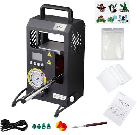 5 Tonnen Manuelle hydraulische 5T-Heißpresse mit 10,4 x 12 cm großen Doppelheizplatten, präziser digitaler Temperaturregelung (LCD), tragbare Heißpresse