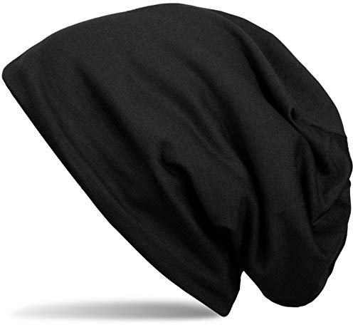 styleBREAKER Unisex Beanie Mütze Einfarbige mit Thermo-Fleece Futter, warme Winter Mütze gefüttert 04024008, Farbe:Schwarz