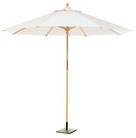 Parapluie hexagonal en bois et toile en coton pour décoration jardin mer Ø 250 cm