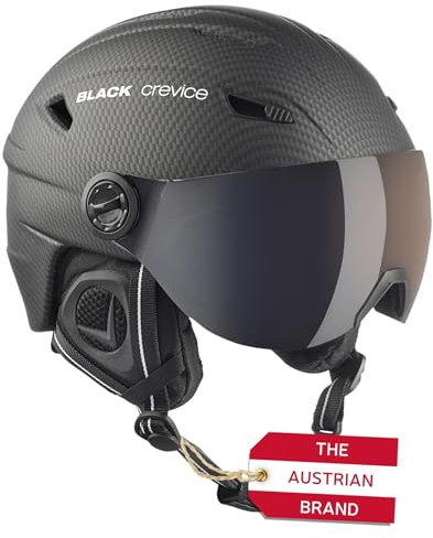 Black Crevice Erwachsene Skihelm Silvretta, mit Visier, Carbon schwarz, XL