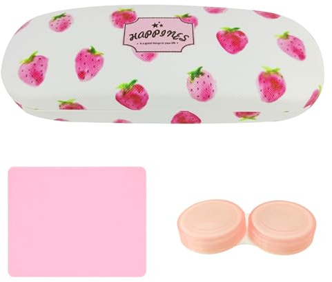 Occhiali Scatola di cuoio Custodia Rigida Occhiali Bambini, Hard Shell Occhiali Caso Strawberry Occhiali Caso Portatile Occhiali Caso per Donne Cartoni Animati Bambini Occhiali Caso Occhiali Caso Occhiali