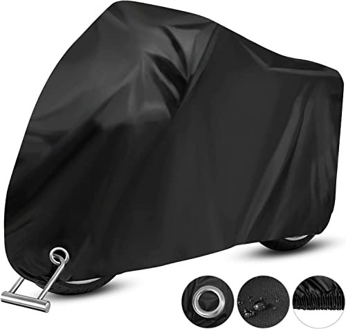 Housse Moto, opamoo Housse de Protection pour Moto Couverture Imperméable 210T Oxford Bâche Moto Anti Vent Poussière UV Pluie Déjections d'oiseaux pour Plupart des Motos Scooters - 245x105x125cm