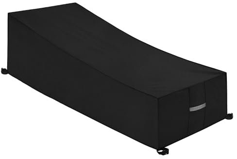 Dokon Garden Sunbed Cover with Air Vents, Waterproof Windproof Anti-UV Heavy Duty Oxford Fabric Outdoor Sun Lounger Covers, Patio Sunbed Lounger Cover (200x75x40/70cm) - Black