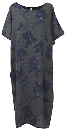 Storm Island Ladies Dress Tulip Print Womens Lagenlook Cotton Shirt Top Front Pockets Tunic SI111