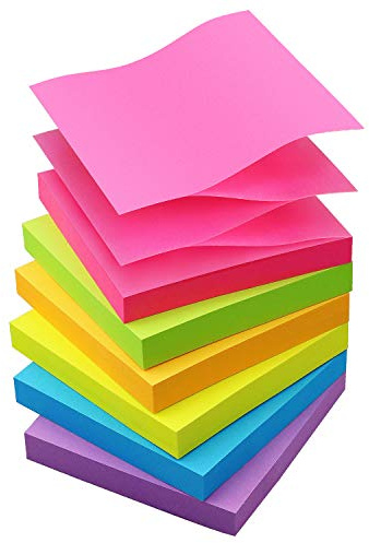 Osboo Sticky Notes 3x3 Pop Up Self-Stick Notes Pads with 6 Bright Colors, Easy to Post for Office, School, Home, 6 Pads/Pack, 100 Sheets/Pad(Pop Up)