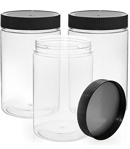 Vumdua 27 Ounce Plastic Jars with Lids, 3 Pack Food Storage Containers Airtight, Clear Containers for Organizing