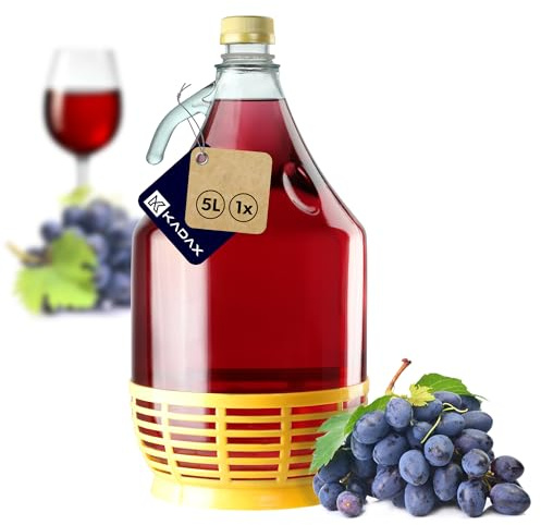KADAX Lot de 5 bonbonnes en Verre 5L – Ballons de Fermentation pour vin, bière & cidre
