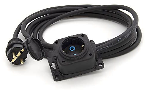 KOOP Elektro 5 m Gummi-Verlängerungskabel mit 1-Fach Schuko Kupplung für Garten Außenbereich IP44 16A 230V H05RR-F 3 * 2,5 (5 m, 1-Fach Steckdosenleiste)