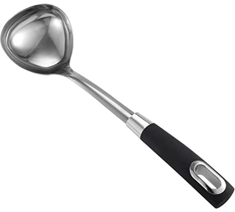 Royal Cuisine Stainless Steel Soup Ladle Spoon with Soft Grip Handle, 35.5cm (Ladle)