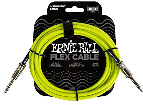 Ernie Ball Flex Instrument Cable Straight/Straight 10ft - Green