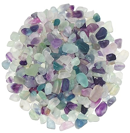 KUKUBAGS 1 Lb/460g Pebbles for Indoor Plants, Bamboo, Sea Glass for Crafts, 0.2-0.35 Small Plant Pebbles for Pots Indoor Drainage, Fluorite Crystal Chips, Decorative Gravel for Aquarium, Fish Tank