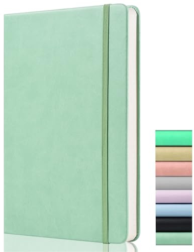 Tom anteckningsbok – A5 vanlig pappersanteckningsbok – 120 GSM tjockt papper, 180 sidor, olinjerad anteckningsbok med bakficka, elastisk bandad, 2 markeringsband, premium inbunden vanlig