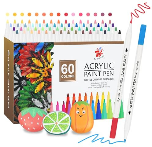 TBC The Best Crafts Acrylic Paint Pen -60 Color waterproof, non-toxic, odorless, suitable for paper, pottery, stones, backpacks, glass, eggs, fabrics, plastics, handicrafts, gift cards Gifts for Kids