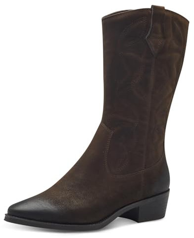 MARCO TOZZI Damen Hohe Stiefel mit Absatz Cowboy Spitz, Braun (Cafe), 39 EU