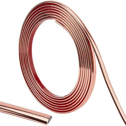 CRASPIRE 10 fot/3 m väggtrim form roséguld skala pinne flexibel hörn tätning | Självhäftande remsor kakelkant dekorativ böjbar fjärdedel rund för spegel möbler bänkskiva bord skåp