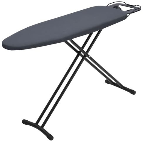 Hazeatte Klappbares Bügelbrett, 110x34cm, Metallnetz, Tischbügelbrett mit Verstellbarer Höhe, Bügeleisenablage, Antirutschfüße, Dunkelgrau