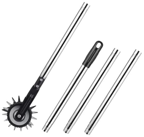 Tondeuse À Gazon Manuelle pour Roue De Contrôle Outil De Coupe-Gazon Rotatif Coupe-Bordure en Métal Poignée Allongée Facile À Utiliser