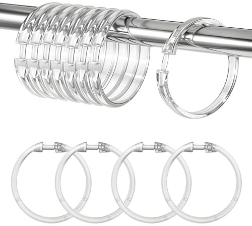 Oruola 12pcs Clear Plastic Shower Rings,Shower Curtain Rings,O-Shape Clear Curtain Hooks,Easy Snap Closure,Durable and Rustproof,Smooth Sliding for Bathroom,Tub,Changing Room