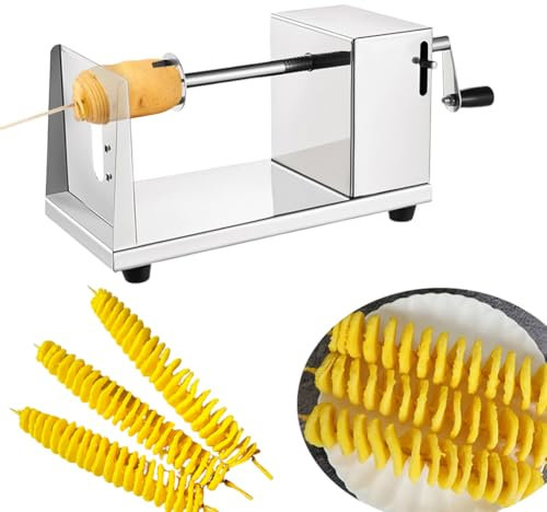 CEWROM Affetta Patate a Spirale, Affettatrice Spirale di Patate in Acciaio Inox, Cutter Manuale a Spirale vegetale Patatine Fritte cetrioli Carote affettatrice per casa Hotel Ristorante