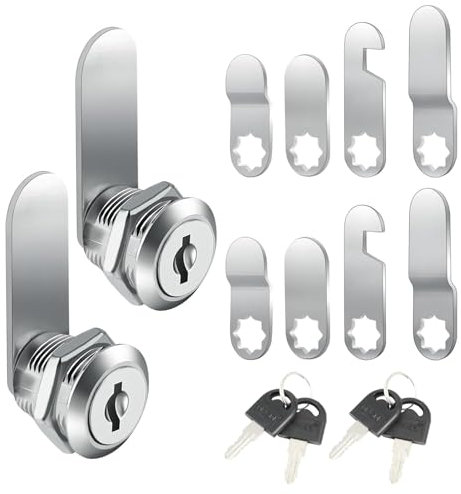 2 Cerradura Buzón - Cerraduras para Armarios - Cerradura Taquilla - Placa Buzón - Vienen con 4 Llaves y 8 Placas Diferentes - Aptas para Gabinetes de Archivos y Casilleros de Buzón (25mm)