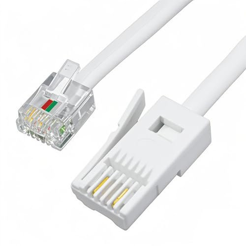 HDXH Telephone Cable Phone Cable for Landline ADSL Modem Cable 2M,BT to RJ11,UK Telephone Plug to RJ11 Lead For British home fixed telephone lines,Devices as fax machines,Telephones etc（white，2M）