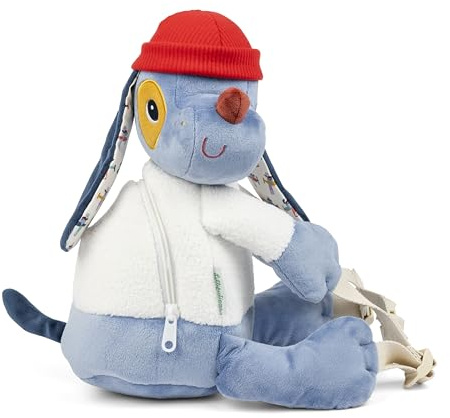 LILLIPUTIENS - Zainetto morbido a forma di cane - Blu – 30 cm - Adatto per l'asilo nido - Regalo originale per i più piccoli - Dai 12 mesi - 84490