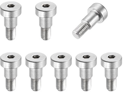 sourcing map 8 bulloni a spalla in acciaio inossidabile 304, 10 mm, diametro spalla 10 mm, lunghezza spalla M8 x 1,25, filettatura esagonale, bulloni a spalla per industrie di macchinari per