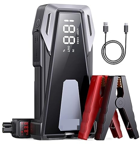 Démarreur De Saut De Voiture 2500A Chargeur De Batterie Automobile Démarreur De Voiture Batterie Externe Portable Grand Écran Puissant Booster De Voiture