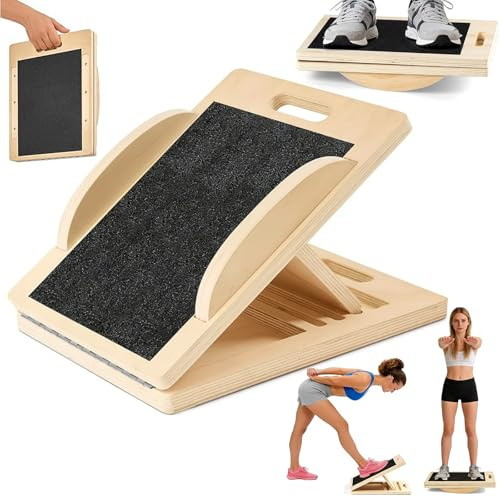 Balance Board in legno, Wobble Board 360°, antiscivolo per polpacci e fisioterapia, Balance Board regolabile per allenamento core, esercizi di equilibrio, adulti, fitness a casa