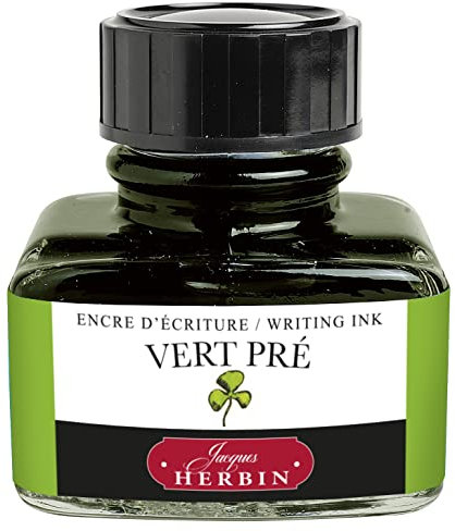 Jacques Herbin 13031T - One 30 ml bottle of ink for fountain pens and rollerball pens, vert pre/ Meadow green - Made in France - Calligraphy - Writing