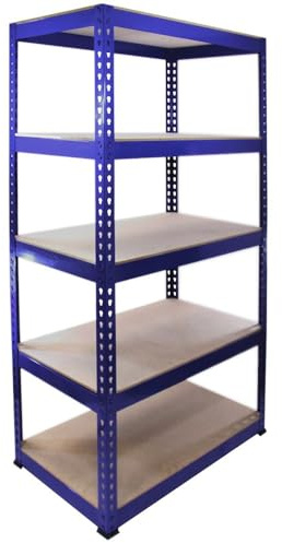 Q-Rax Blå Lagerhylla/Förvaringshylla - 90 cm (B) x 180 cm (H) x 50 cm (D) | Modulhylla, Förvaring, Garage