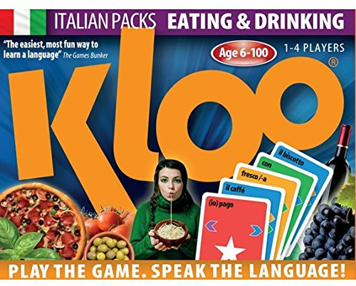 KLOO Learn Italian Card Game | Food & Drink | 2 Decks | 1–4 Players | Fun Italian Learning Game for Families, Kids & Adults | Build Sentences, Speak Aloud, Score Points & Learn as You Play